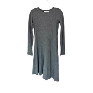VINCE Dress Heather Charcoal Long Sleeve Asymmetric Work Career Midi Size XS